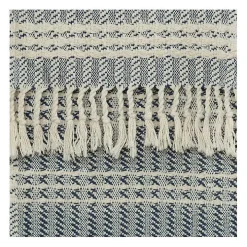 Blue and Ivory Striped Cotton Throw