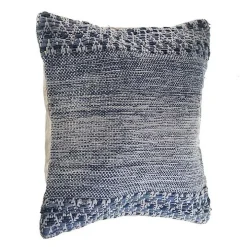 Blue and Ivory Textured Wavy Accent Pillow