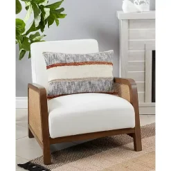 Blue and Orange Horizontal Stripe Throw Pillow