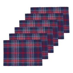 Blue and Red Douglas Plaid Placemats, Set of 6