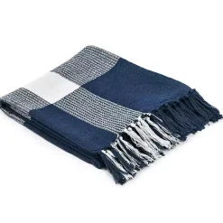 Blue and White Plaid Organic Cotton Throw