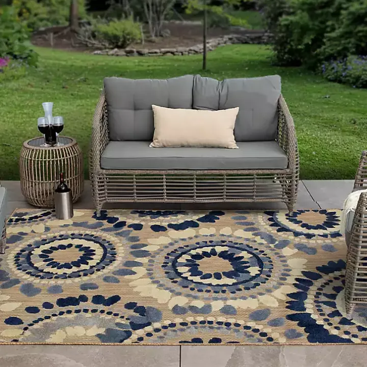 Blue Bliss Bay Outdoor Area Rug, 6x9