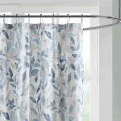 Blue Botanical Microfiber Shower Curtain