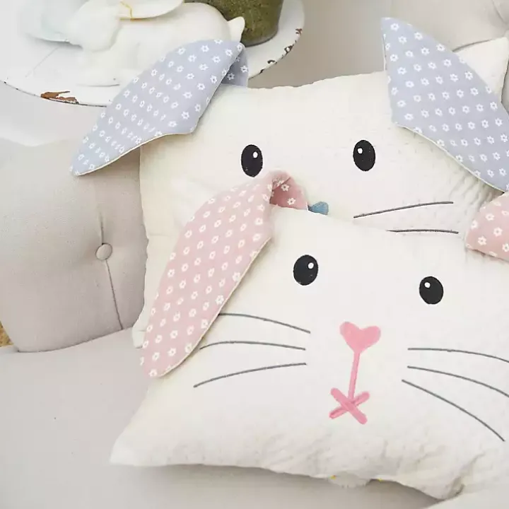 Blue Bunny Face Pillow