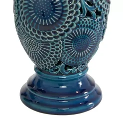 Blue Ceramic Tiered Base Candle Holders, Set of 2