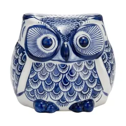 Blue Chinoiserie Owl Figurine