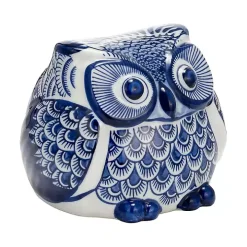 Blue Chinoiserie Owl Figurine