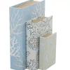Blue Coastal Canvas Book Boxes, Set of 3