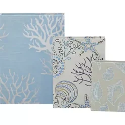 Blue Coastal Canvas Book Boxes, Set of 3