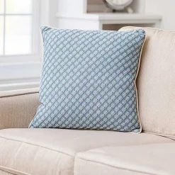 Blue Cross-stitch Woven Pillow