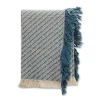 Blue Cross-Stitch Woven Throw