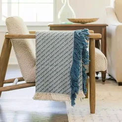Blue Cross-Stitch Woven Throw