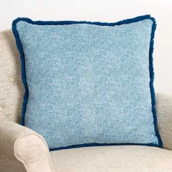 Blue Embroidered Coral Pillow