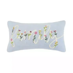 Blue Family Floral Embroidered Lumbar Pillow