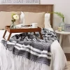 Blue Farmhouse Stripe Throw