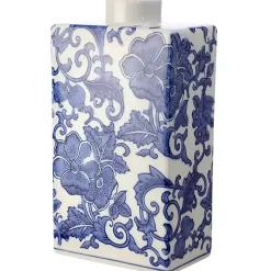 Blue Floral Rectangle Vase