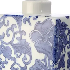 Blue Floral Rectangle Vase