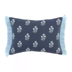 Blue French Floral Lumbar Pillow