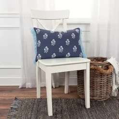 Blue French Floral Lumbar Pillow