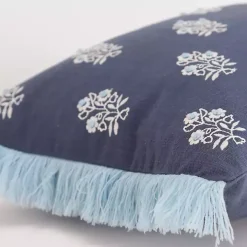Blue French Floral Lumbar Pillow