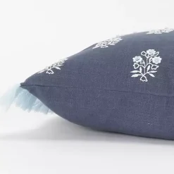 Blue French Floral Lumbar Pillow