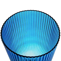 Blue Glass Vase with Silver Pedestal Base, 20 in.