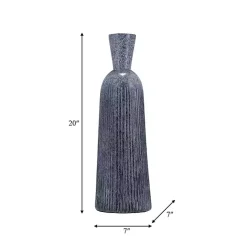 Blue Grooved Glass Vase, 20in
