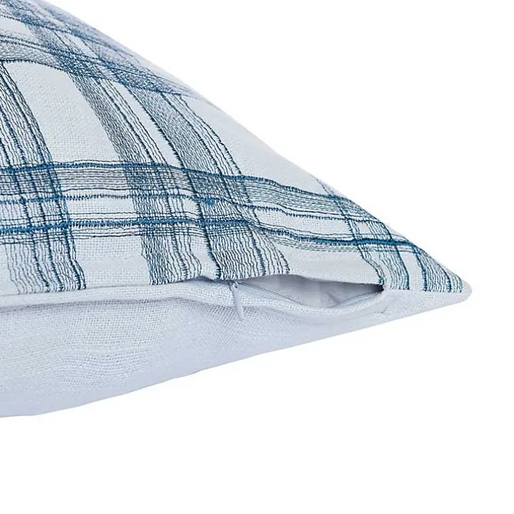 Blue Handwoven Plaid Throw Pillow