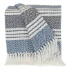 Blue Herringbone Multi Striped Throw
