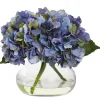 Blue Hydrangea Arrangement in Clear Vase