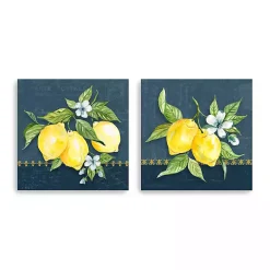 Blue Lemon Squeeze Canvas Art Prints, Set of 2