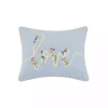 Blue Love Floral Embroidered Lumbar Pillow