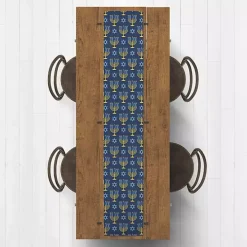 Blue Menorah Table Runner, 90 in.