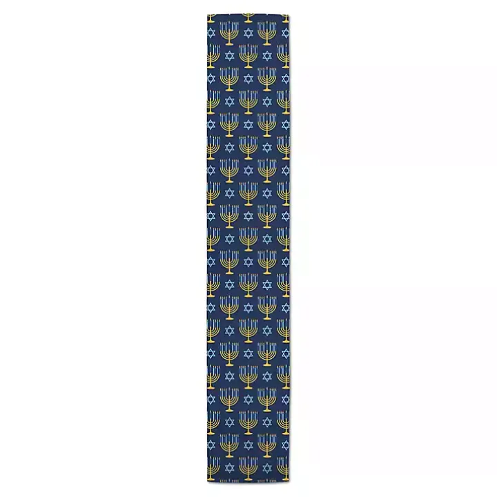 Blue Menorah Table Runner, 72 in.