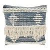 Blue Natural Chindi Fringe Cotton Pillow