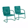 Blue Retro Basket Weave Chairs, Set of 2