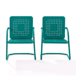 Blue Retro Basket Weave Chairs, Set of 2