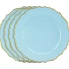 Blue Scalloped Beaded Rim Chargers, Set of 4