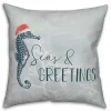 Blue Seas and Greetings Seahorse Pillow