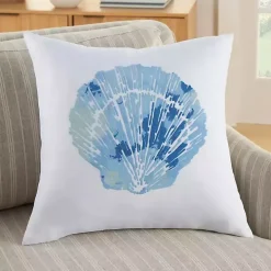 Blue Seashell Throw Pillow