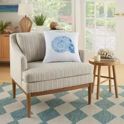 Blue Spiral Seashell Throw Pillow