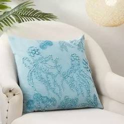 Blue Stonewashed Oceanic Octopus Throw Pillow