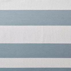 Blue Stripe Waffle Weave Shower Curtain