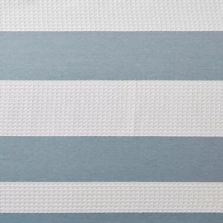 Blue Stripe Waffle Weave Shower Curtain