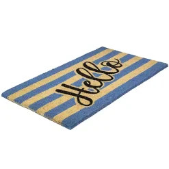 Blue Striped Hello Doormat