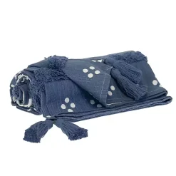 Blue Tribal Tufted Stripe Throw