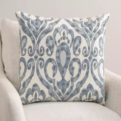 Blue Washed Ikat Pillow, 22 in.