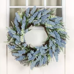 Blue Wheat Spiral Wreath