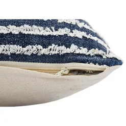 Blue Wispy Ways Tufted Stripes Cotton Pillow