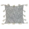 Blue Woven Texture Tassel Pillow